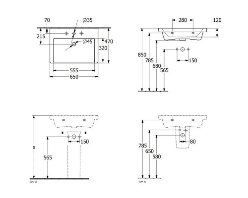 Приобрести Раковина 65х47 см Villeroy & Boch Subway 3.0 4A706601 в магазине сантехники Santeh-Crystal.ru