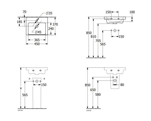 Купить Раковина 45х37см Villeroy & Boch Subway 3.0 43704601 в магазине сантехники Santeh-Crystal.ru