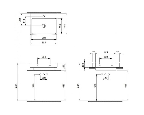 Заказать Раковина 60,5х48 см Berges Strati 182006 в магазине сантехники Santeh-Crystal.ru