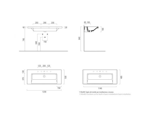 Купить Раковина 120х50 см GSI Norm 8626111 в магазине сантехники Santeh-Crystal.ru