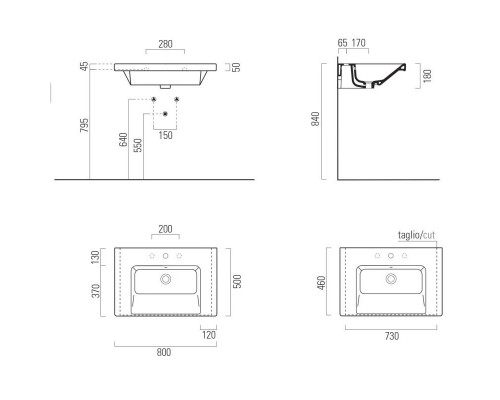 Заказать Раковина 80х50 см GSI Norm 8634111 в магазине сантехники Santeh-Crystal.ru