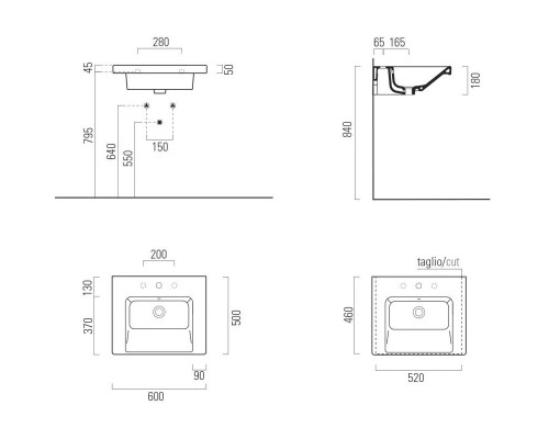Приобрести Раковина 60х50 см GSI Norm 8635111 в магазине сантехники Santeh-Crystal.ru