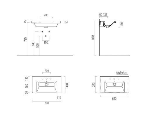 Заказать Раковина 70х40 см GSI Norm 8637111 в магазине сантехники Santeh-Crystal.ru