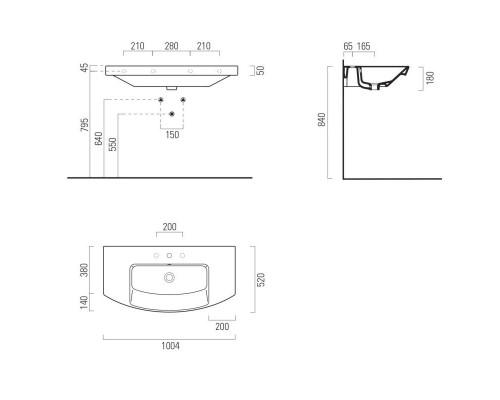 Заказать Раковина 100х52 см GSI Norm 8643111 в магазине сантехники Santeh-Crystal.ru