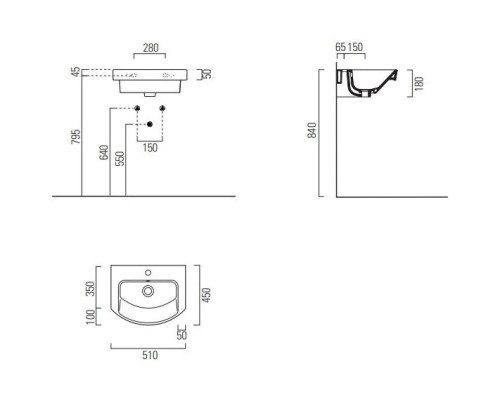 Приобрести Раковина 51х45 см GSI Norm 8646111 в магазине сантехники Santeh-Crystal.ru