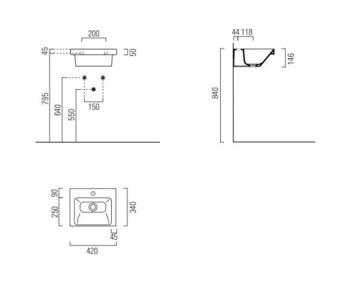 Купить Раковина 42х34 см GSI Norm 8685111 в магазине сантехники Santeh-Crystal.ru