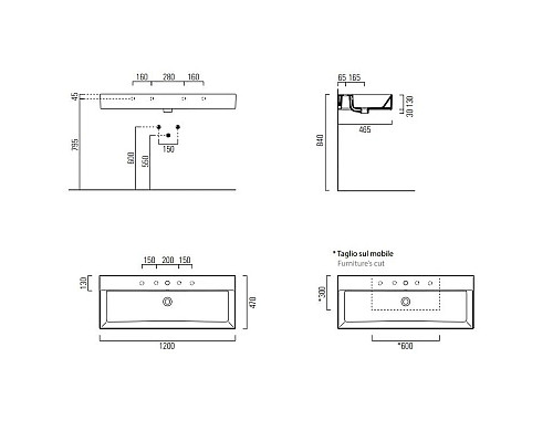 Заказать Раковина 120х47 см GSI Kube X 9424111 в магазине сантехники Santeh-Crystal.ru