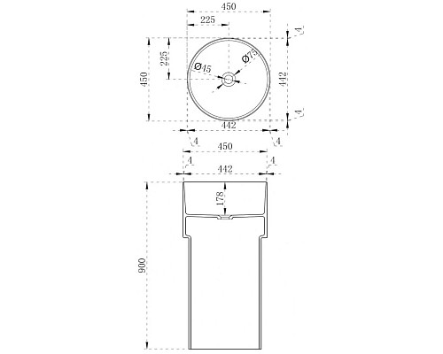 Купить Раковина напольная 45х45 см Abber Kristall AT2701Aquamarin в магазине сантехники Santeh-Crystal.ru