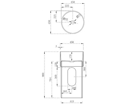 Заказать Раковина напольная 45х45 см Abber Kristall AT2701Aquamarin-H в магазине сантехники Santeh-Crystal.ru