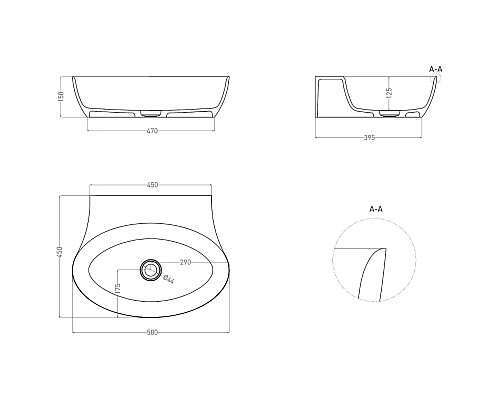 Заказать Раковина 58x45 см Salini S-Sense Alda Wall 01 140311G в магазине сантехники Santeh-Crystal.ru