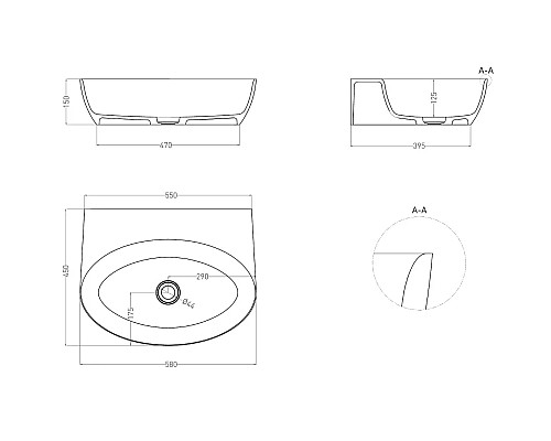 Купить Раковина 58x45 см Salini S-Sense Alda Wall 02 140312G в магазине сантехники Santeh-Crystal.ru