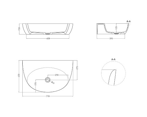 Купить Раковина 71x45 см Salini S-Sense Alda Wall 03 140313G в магазине сантехники Santeh-Crystal.ru