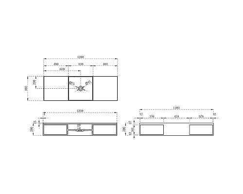 Раковина 120x40 см Vincea VWB-6S212MW