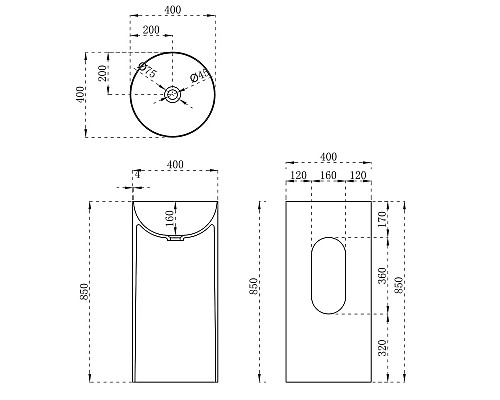 Раковина напольная 40x40 см Vincea VBS-6SP01MW