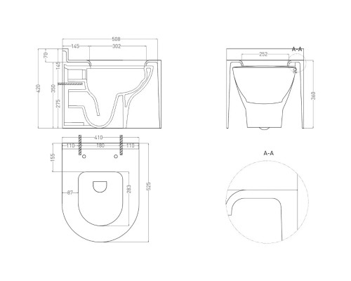 Унитаз подвесной Salini S-Stone Gemelli 240121KMF безободковый, с крышкой микролифт, покраска внешнего корпуса по RAL матовый