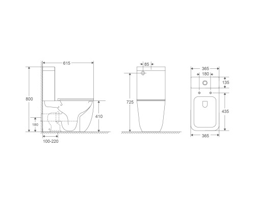 Унитаз-компакт Vincea Bein VT2-51T безободковый, торнадо, с сиденьем микролифт, белый