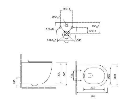 Унитаз подвесной Vincea Globo VT1-14TMA безободковый, торнадо, с сиденьем микролифт, антрацит матовый