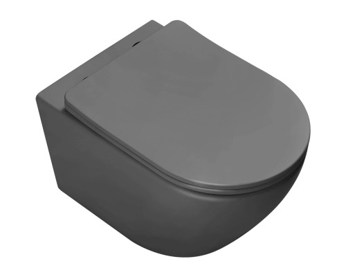 Унитаз подвесной Vincea Globo VT1-14TMA безободковый, торнадо, с сиденьем микролифт, антрацит матовый
