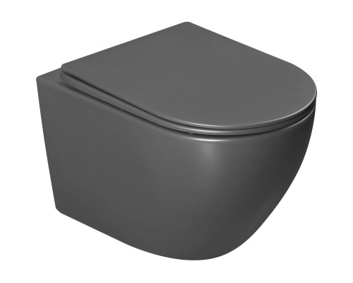 Унитаз подвесной Vincea Globo VT1-14TMA безободковый, торнадо, с сиденьем микролифт, антрацит матовый