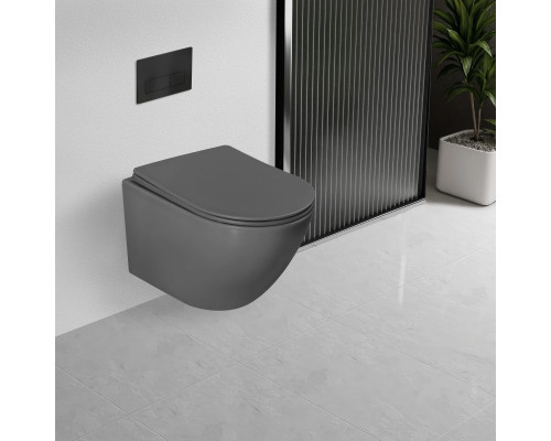 Унитаз подвесной Vincea Globo VT1-14TMA безободковый, торнадо, с сиденьем микролифт, антрацит матовый