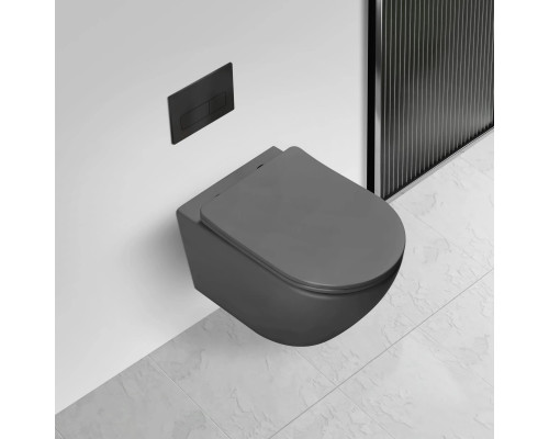 Унитаз подвесной Vincea Globo VT1-14TMA безободковый, торнадо, с сиденьем микролифт, антрацит матовый