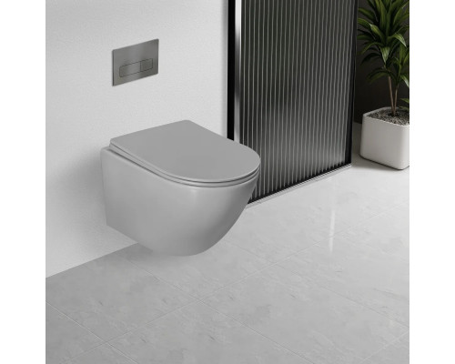 Унитаз подвесной Vincea Globo VT1-14TMG безободковый, торнадо, с сиденьем микролифт, серый матовый