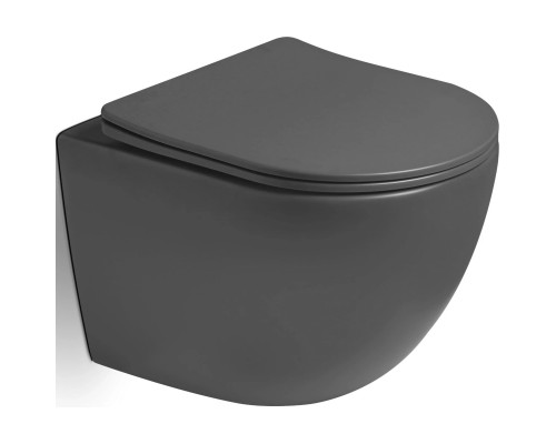Унитаз подвесной Vincea Globo VT1-14STMA безободковый, торнадо, с сиденьем микролифт, антрацит матовый