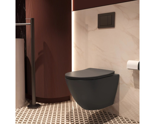 Унитаз подвесной Vincea Globo VT1-14STMA безободковый, торнадо, с сиденьем микролифт, антрацит матовый