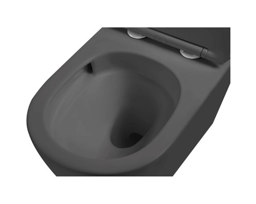Унитаз подвесной Vincea Globo VT1-14STMA безободковый, торнадо, с сиденьем микролифт, антрацит матовый