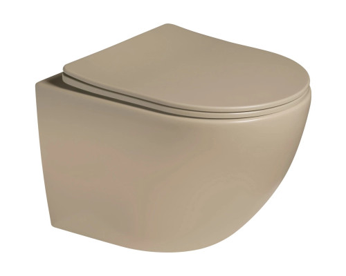 Унитаз подвесной Vincea Globo VT1-14STMC безободковый, торнадо, с сиденьем микролифт, капучино матовый