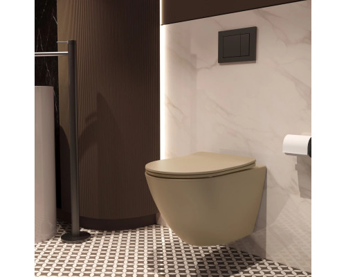 Унитаз подвесной Vincea Globo VT1-14STMC безободковый, торнадо, с сиденьем микролифт, капучино матовый