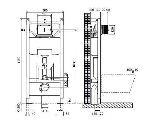 Приобрести Комплект подвесной унитаз WeltWasser Baarbach 004GL-WT 10000003811 + система инсталляции Jacob Delafon E5504-NF + E4326-CP в магазине сантехники Santeh-Crystal.ru