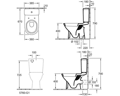 Приобрести Бачок для унитаза Villeroy & Boch O.Novo 5760G101 в магазине сантехники Santeh-Crystal.ru