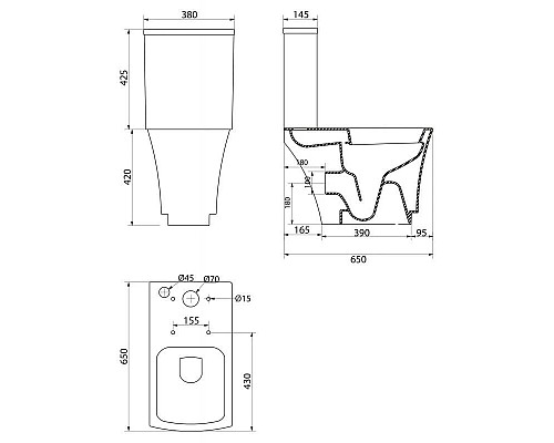 Приобрести Бачок для унитаза 3/4,5 л BelBagno Regina BB104T в магазине сантехники Santeh-Crystal.ru