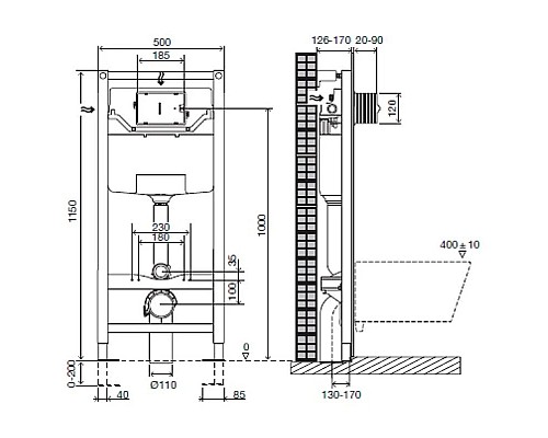 Заказать Комплект подвесной унитаз Jacob Delafon Presquile E4440-00 + система инсталляции Jacob Delafon E5504-NF + E4316-CP в магазине сантехники Santeh-Crystal.ru