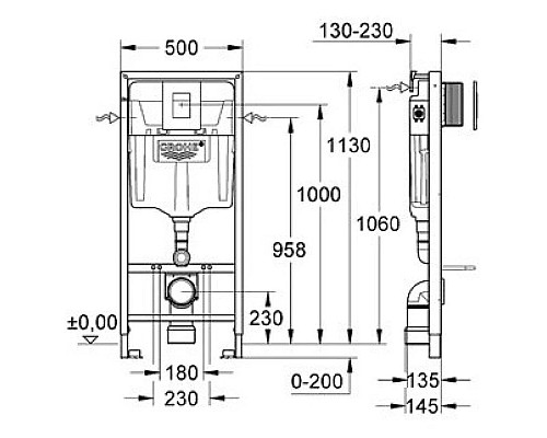 Купить Комплект подвесной унитаз Jacob Delafon Escale E1306-00 + система инсталляции Grohe 38772001 в магазине сантехники Santeh-Crystal.ru