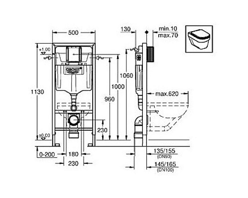 Заказать Комплект подвесной унитаз Vitra S20 5507B003-0101 + 77-003-009 + система инсталляции Grohe  38721001 в магазине сантехники Santeh-Crystal.ru