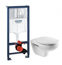 Комплект подвесной унитаз Roca Victoria 34630300R + ZRU8013920 + система инсталляции Grohe 38772001