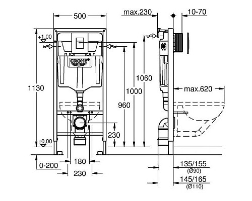 Купить Комплект подвесной унитаз SSWW NC2038 + система инсталляции Grohe 38772001 в магазине сантехники Santeh-Crystal.ru