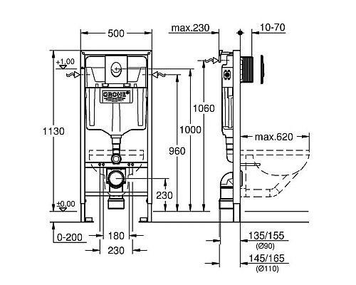 Приобрести Комплект подвесной унитаз Teka Manacor 11.732.00.02 + система инсталляции Grohe 38721001 в магазине сантехники Santeh-Crystal.ru