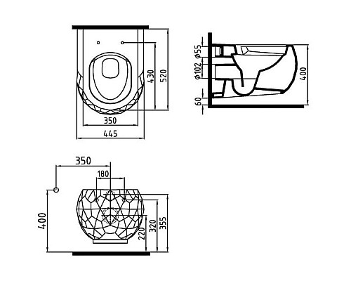 Купить Комплект подвесной унитаз Bien Pent PNKA052N1VP0W3000 + система инсталляции AlcaPlast AM101/11203:1RUSSETM70 в магазине сантехники Santeh-Crystal.ru