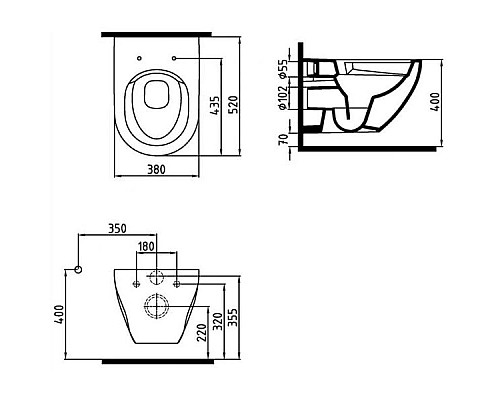 Заказать Комплект подвесной унитаз Bien Dune DNKA052N1VP0W3000 + система инсталляции Grohe 38772001 в магазине сантехники Santeh-Crystal.ru