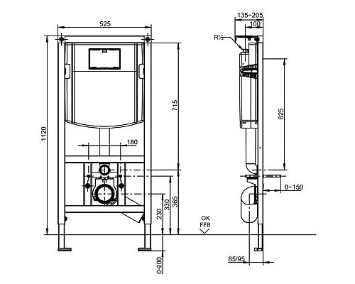 Приобрести Комплект подвесной унитаз Bien Dune DNKA052N1VP0W3000 + система инсталляции Villeroy & Boch 92246100 в магазине сантехники Santeh-Crystal.ru