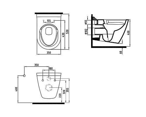 Приобрести Комплект подвесной унитаз Bien Mineral MNKA052N1VP0W3000 + система инсталляции Villeroy & Boch 92246100 в магазине сантехники Santeh-Crystal.ru