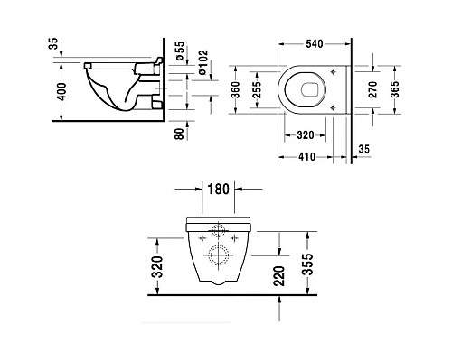 Купить Комплект подвесной унитаз Duravit Starck 3 2200090000 + 0063810000 + система инсталляции Geberit 458.124.21.1 в магазине сантехники Santeh-Crystal.ru