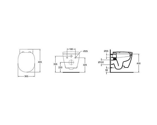 Купить Комплект подвесной унитаз Ideal Standard Connect Space E804601 + E772401 + система инсталляции Grohe 38772001 в магазине сантехники Santeh-Crystal.ru