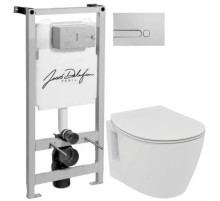 Комплект подвесной унитаз Ideal Standard Connect Space E804601 + E772401 + система инсталляции Jacob Delafon E5504-NF + E4326-CP