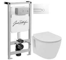 Комплект подвесной унитаз Ideal Standard Connect Space E804601 + E772401 + система инсталляции Jacob Delafon E5504-NF + E4326-00