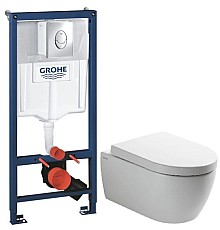 Комплект подвесной унитаз SSWW CT2038V + система инсталляции Grohe 38721001