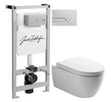 Комплект подвесной унитаз SSWW CT2038V + система инсталляции Jacob Delafon E5504-NF + E4326-CP